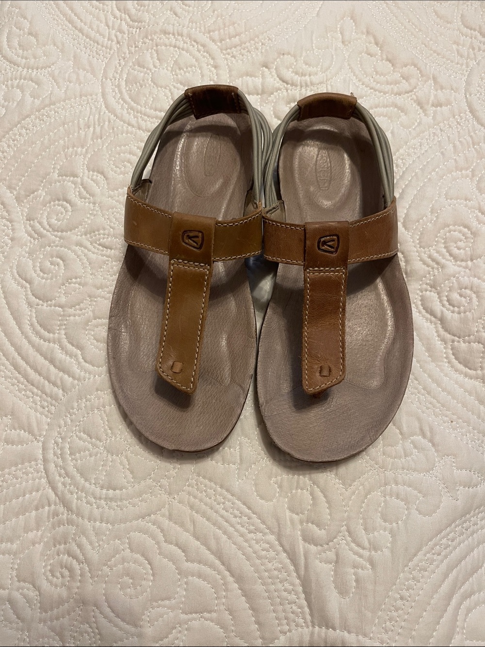 Keen Brown Leather T-Strap Flats